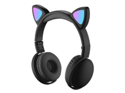 Auscultadores Bluetooth  Cat Ear Led Glowing Black