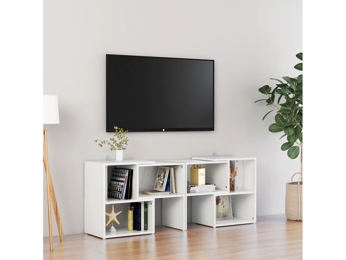 Vidaxl Móvel De Tv 104x30x52 Cm Derivados De Madeira Branco Brilhante