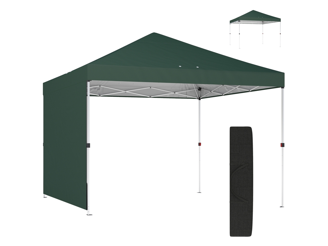Tenda Pop up 3x3m com Parede Lateral Proteção Upf50+ Sistema de Empurrar Bolsa Verde S/MARCA