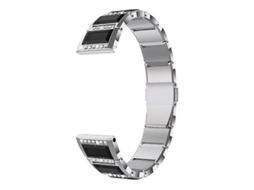 Pulseira De Aço Inoxidável Cravejada De Diamantes Para Samsung Galaxy Watch 3 De 41 Mm (preta + Branca)