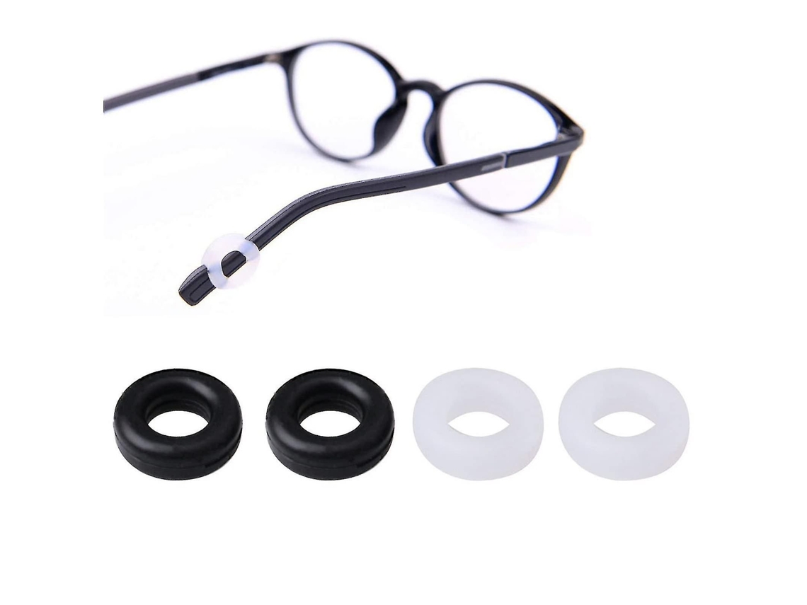 10 Pares de Ganchos Silicone para Óculos Redondos, Antiderrapantes Brancos e Pretos GOKOCO