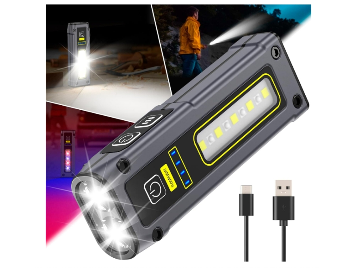 Lanterna Yunzii Sd 841 Recarregável Com Luz Lateral Cob Com 7 Modos Preta