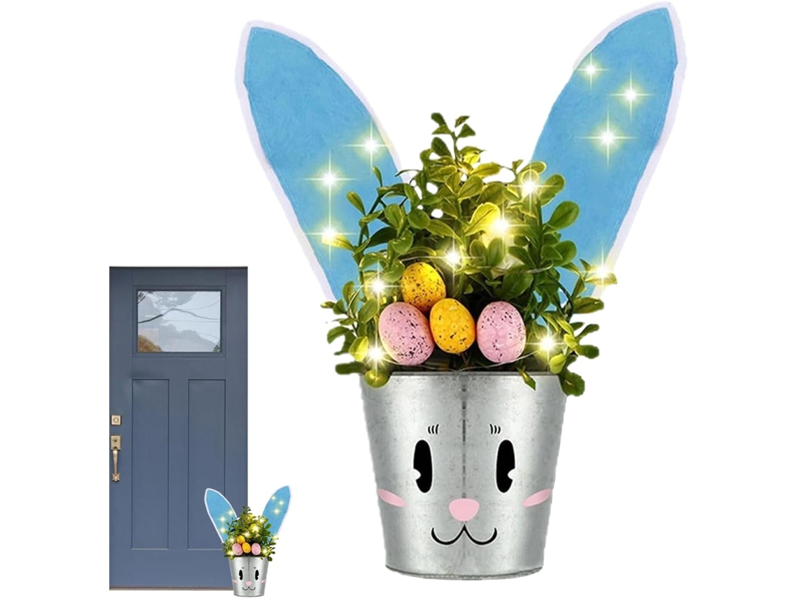 Vaso de Metal Reutilizável e Charmoso Vaso de Flores Adorável com Design de Coelho, para Uso Interno e Externo, em CHABERLU