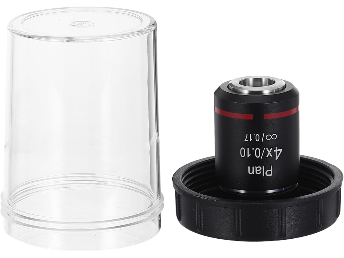 Objetiva de Microscópio Plan Optical 4x 0,10 Preta com Correção Cromática SFUSHOS
