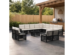 Vidaxl Conjunto De Sofá De Jardim 14 Unid. Preto E Branco Creme