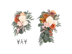 2 Peças Flor Decor Arco Boda Artificial Dourado