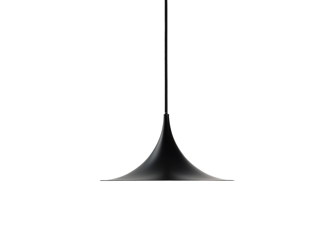 Luminária Pendente Nórdica Semiminimalista Em Alumínio Preto Para Restaurante, Cozinha, Sala De Jantar - E14 Inspirada Por Gubi Cabo Longo 3,8m.