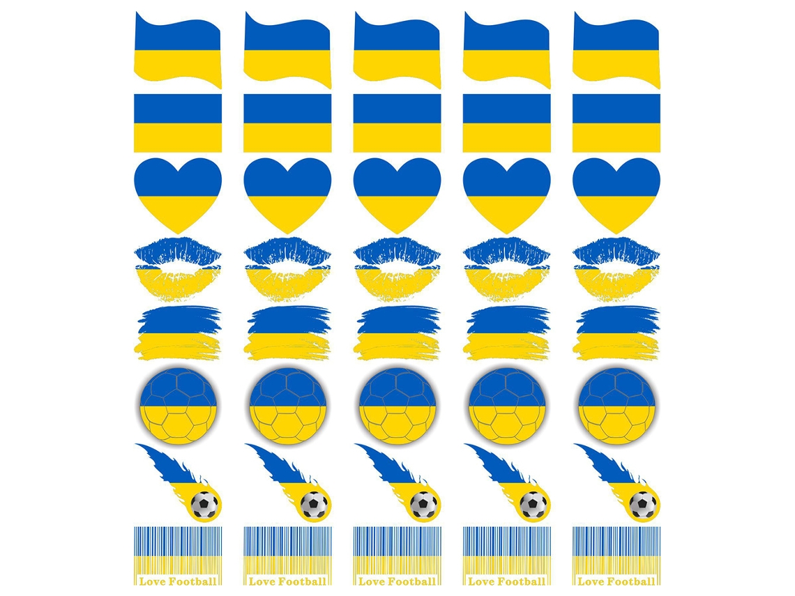 40 Pegatinas Temporales De Tatuaje De La Bandera De Ucrania 8 Estilos