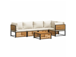 Maison Exclusive - 6 Pcs Conjunto De Sofás De Jardim Com Almofadões Acácia Maciça