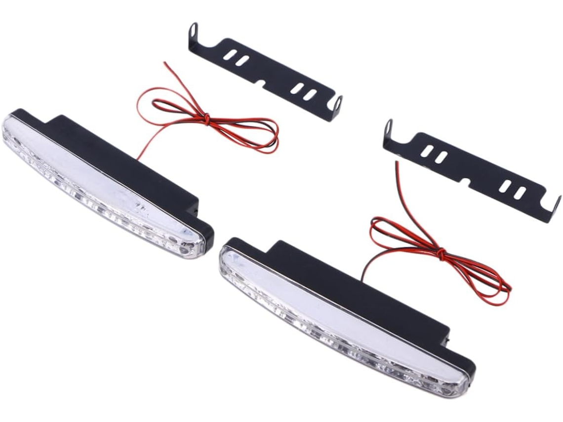 Alipis 2 Peças Luzes Diurnas Universais De Led Para Carro Com 8 Leds E Suporte Montagem Veículos, Fáceis De Usar Em