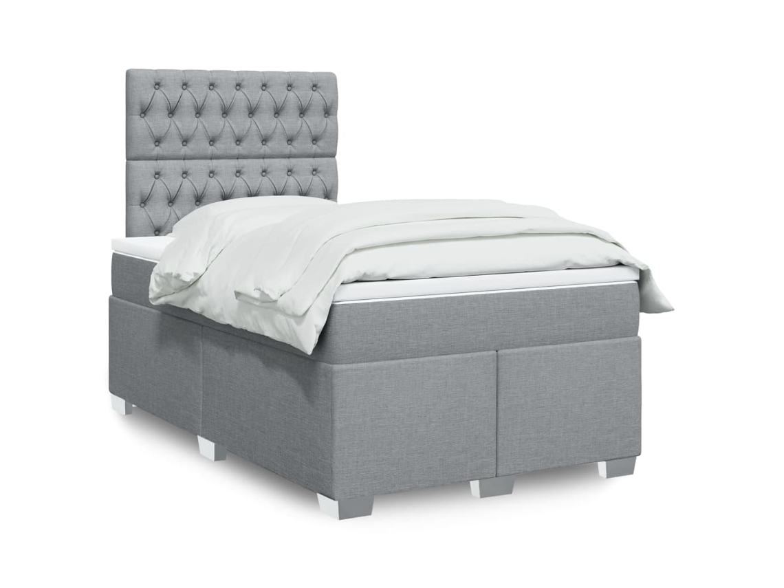 Vidaxl Cama Com Molas/colchão 120x200 Cm Tecido Cinza-claro