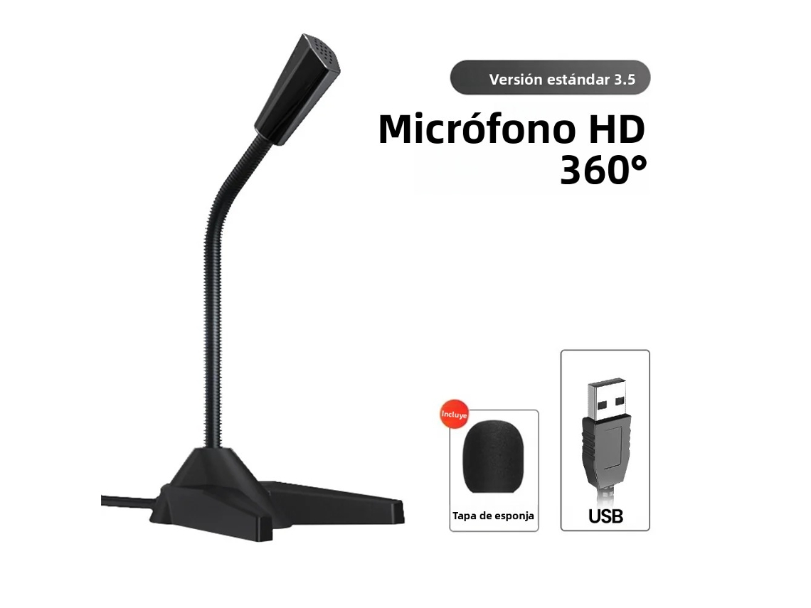 Mini Microfone Usb com Conector de 3,5 Mm, Microfone para Jogos com Suporte de Mesa MDUG (usb)
