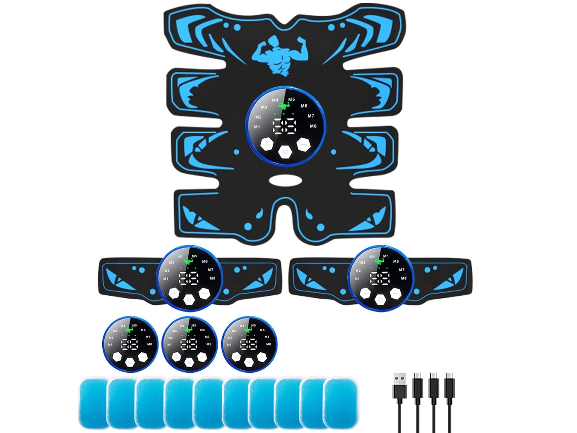 Lurelia Estimulador Abdominal Muscular Abdominal Ems Home Gym Azul Conjunto De 13 Peças