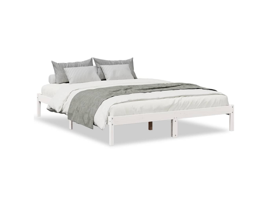 Cama Extra Longa Sem Colchão MAISON EXCLUSIVE Pinho Maciço Branco 140x220 cm