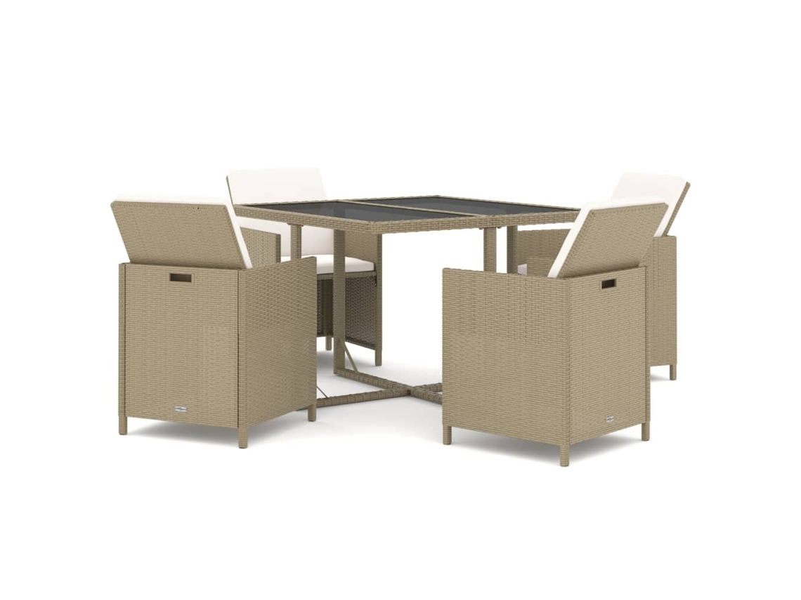 Garden Dining Set, Garden Dining Sets Vidaxl Bege Rattan / Vime (109 Cm Table Length)