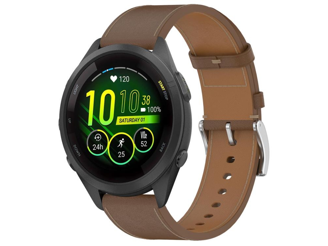 Pulseira Para Garmin Forerunner 265s (18mm) - Couro - Botão De Pressão