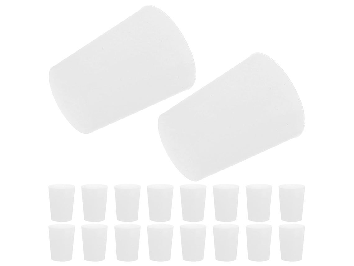 Hemobllo 20-rolhas Cônicas De Silicone Sólido Branco Para Tubos Ensaio 16-20mm, Prevenção De Vazamentos E Fácil Inserção