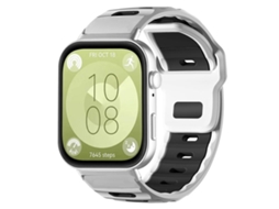 Bracelete para Huawei Watch Fit 4 Pro / Fit 4 / Fit 3 Silicone Bicolor Encaixe Plano Branco + Preto XIAOMOYU