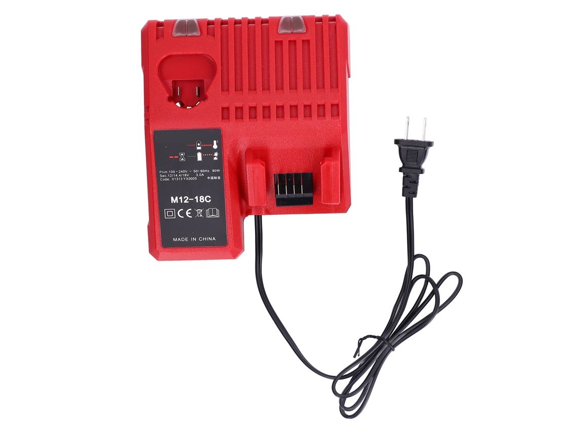 Carregador/mantenedor de bateria de lítio 100-240V para Milwaukee M12 M14 M18 com plugue americano