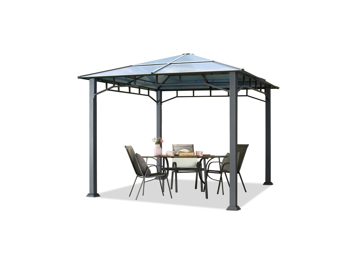 Gazebo De Jardim 3x3 M Em Alumínio, Teto Em Policarbonato Com Aprox. 8 Mm Toolport