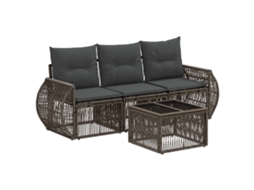 Vidaxl Conjunto De Sofá De Jardim 4 Pcs Cinza E Cinza Escuro Vime Pe