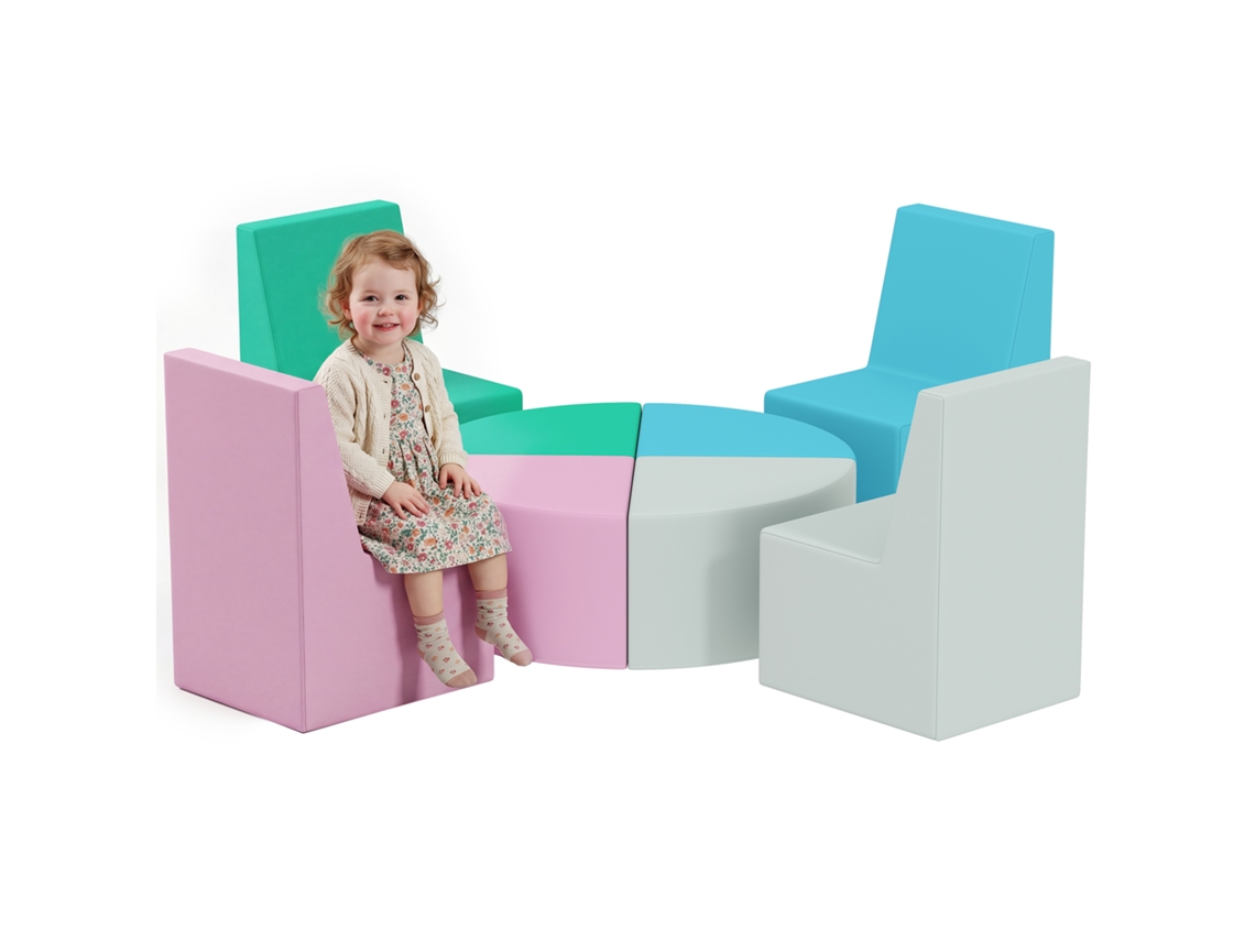 8 Blocos Espuma Pu Multicolor, Construção Macia, Mesa/cadeira, Crianças. Ge