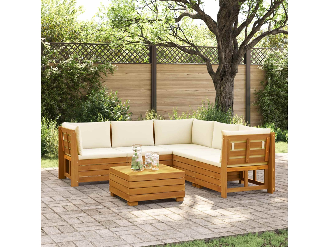 Vidaxl Conjunto de Sofás para Exterior com Almofada 6 Peça Castanho