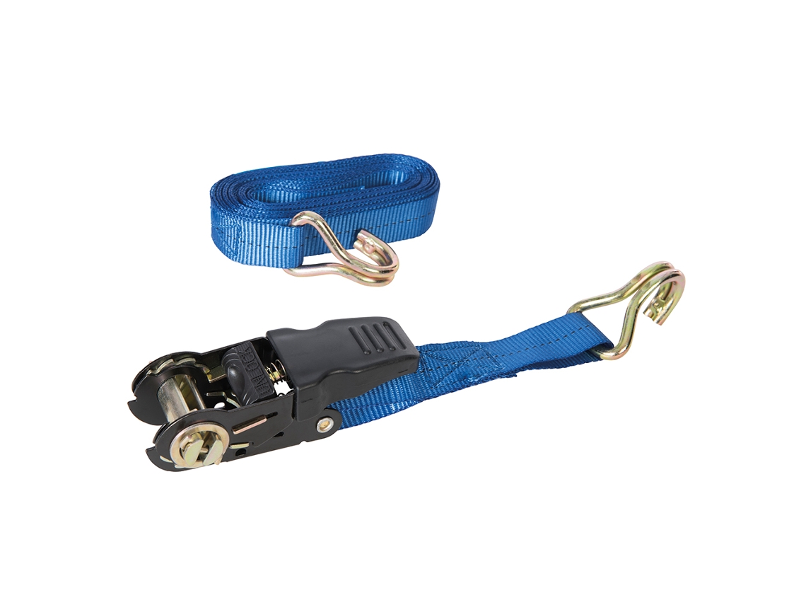 Correa De Amarre Engomada Con Trinquete Y Gancho J 4,5 M X 25 Mm/nominal 350 Kg, Capacidad 700 Kg Silverline