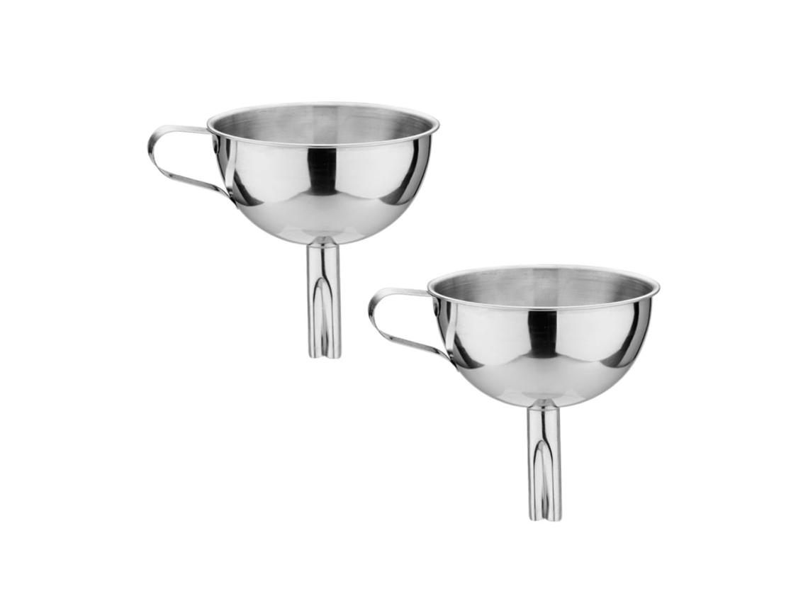 Conjunto De 2 Utensílios Cozinha Beauvorty Em Aço Inoxidável Com Superfície Lisa E Filtro Óleo, Ideal Para Transferir