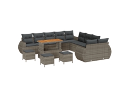 Conjunto 14 Sofá De Jardim Vidaxl Cinzento Vime Pe (110 X 55 X 71 Cm)