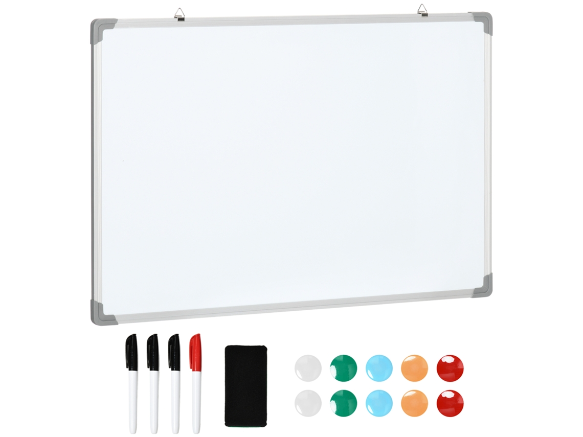 Quadro Branco Magnético Com Moldura De Alumínio 90 X 60 Cm Com Marcadores, Borracha E Ímãs-ch