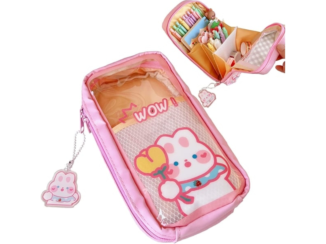 Estojo para Lápis, Grande Capacidade, Resistente, Kawaii, Escolar, Adolescentes, Meninas AQUAFORGE
