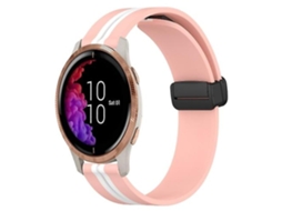Pulseira De Relógio Lurelia Para Garmin Venu 20 Mm Silicone Rosa Branco