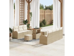 Vidaxl Conjunto De Sofá De Jardim 10 Unid. Bege Vime Pe