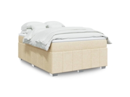 Vidaxl Cama Com Molas/colchão 160x200 Cm Tecido Cor Creme