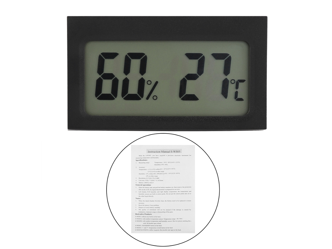 VYLARA Termômetro Higrômetro Digital Para Uso Interno, Medidor De Temperatura E Umidade Digital 2 Em 1 Com Monitoramento De Alta Precisão, Sensor De Temperat