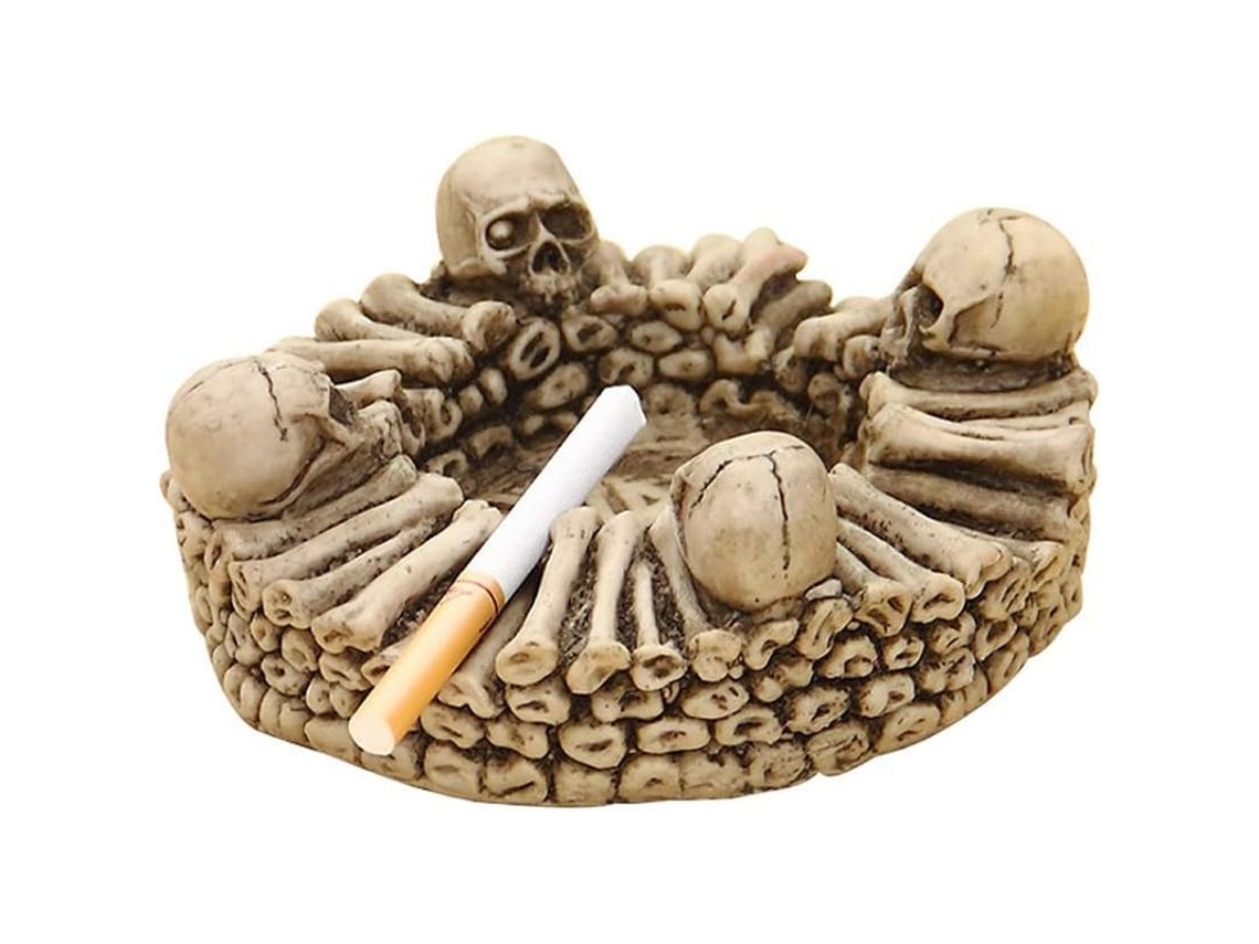 Copo de Coco Caveira de Resina, Decoração Halloween, Organizador de Joias, Cinzeiro