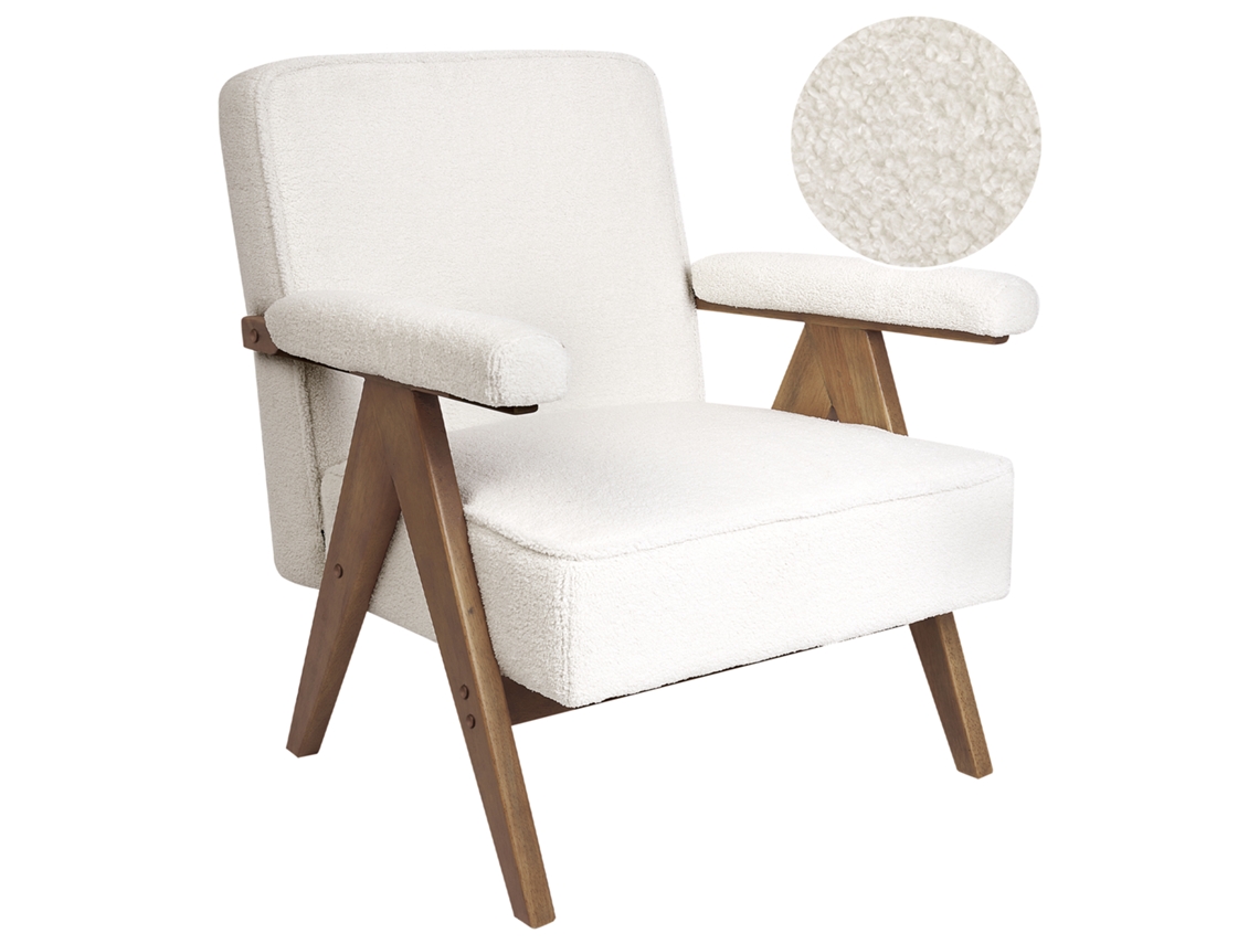 Sillón Beliani Evje De Bouclé Blanco 70x72x81