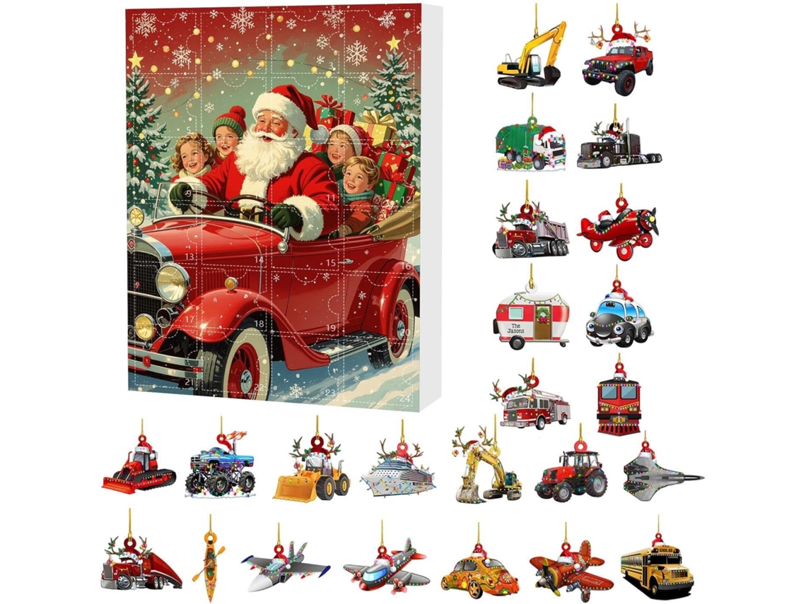 Calendário Do Advento Para Veículos- Enfeites Carro De 26 X 18 X 3 Cm Com Contagem Regressiva De 24 Dias, O