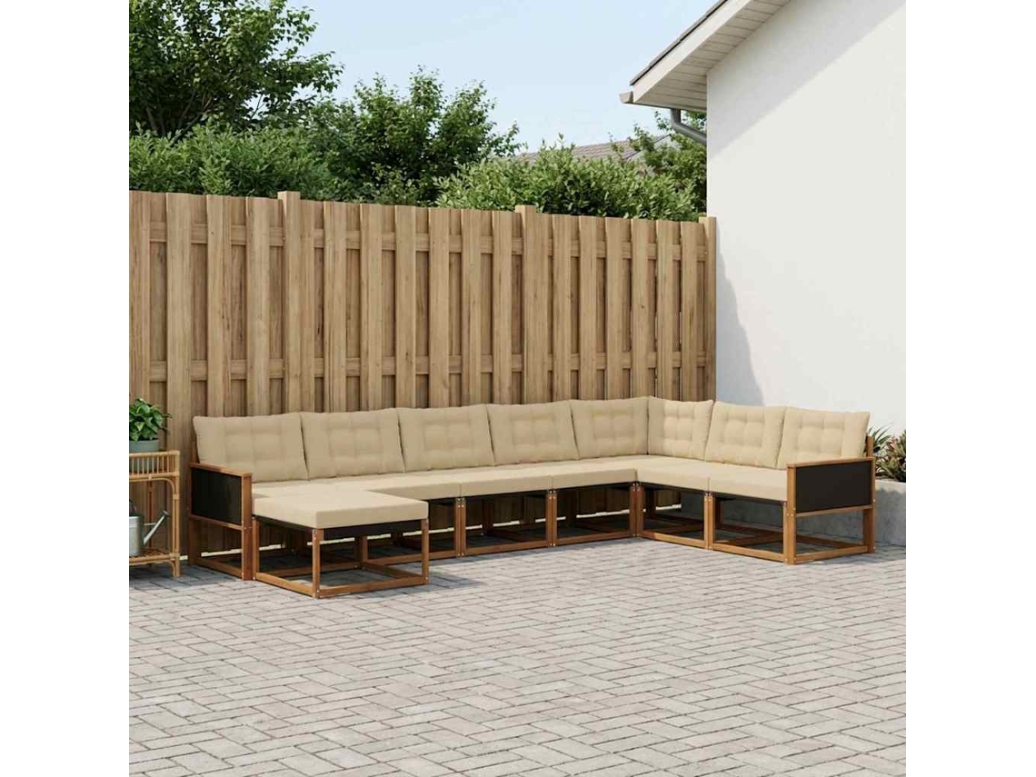 Vidaxl Conjunto De Sofás Para Exterior 8 Unid. Natural E Bege