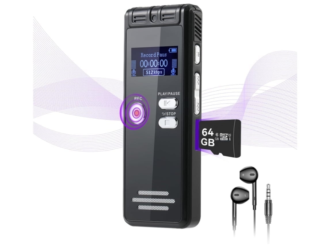 Lurelia Gravador De Voz Portátil 64gb Com Ativação Por Voz, Recarregável, Cartão Tf/sd Para Reuniões, Aulas, Entrevistas - Vermelho