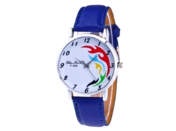Relógio de pulso analógico de quartzo elegante com pulseira de PU (azul royal)