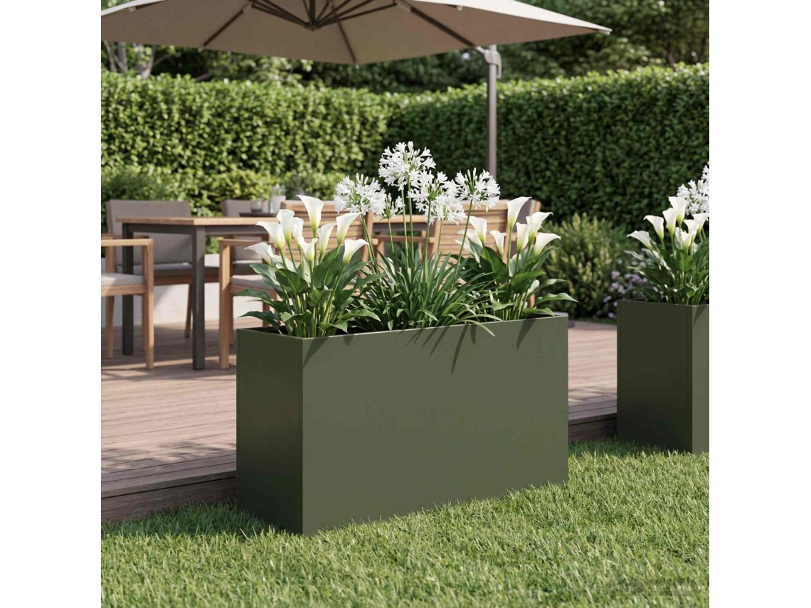 Vidaxl Vaso De Jardim Verde-azeitona 80 X 40 X 50 Cm