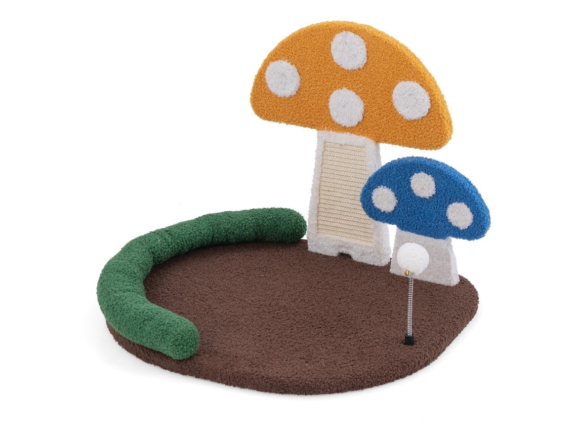 Cama para Gatos 3 em 1 em Formato de Cogumelo com Tábua de Sisal e Bola NORTHIX