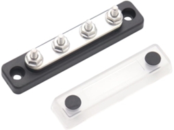 Bloco De Distribuição De 4 Posições, 48 V, 100 A, Em Cobre E Abs, Para Autocaravanas, Com Tampa Transparente.