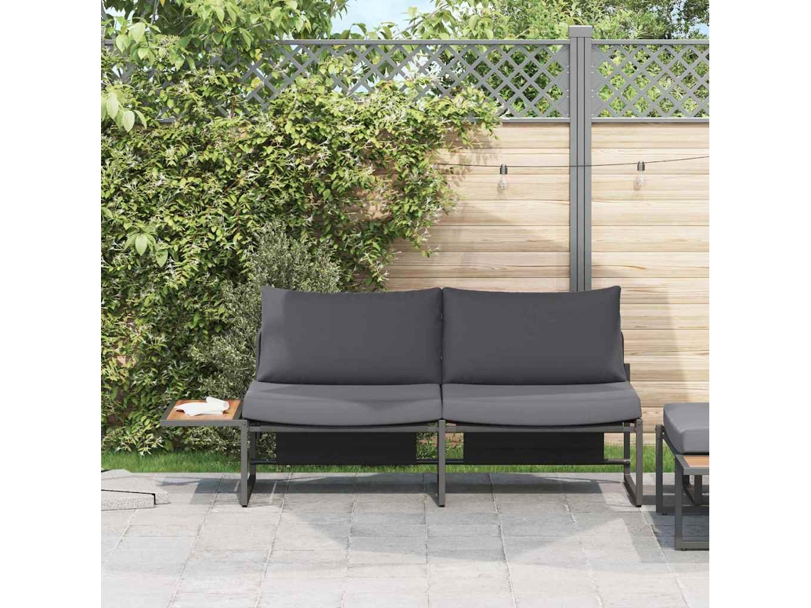 Vidaxl Sofá De Jardim Com Almofada Antracite 200,5 X 70 X 85,5 Cm Aço