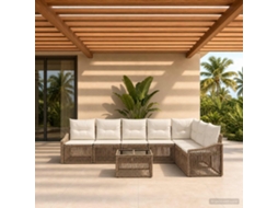 Vidaxl Conjunto De Sofá De Jardim 8 Pcs Bege Vime Pe