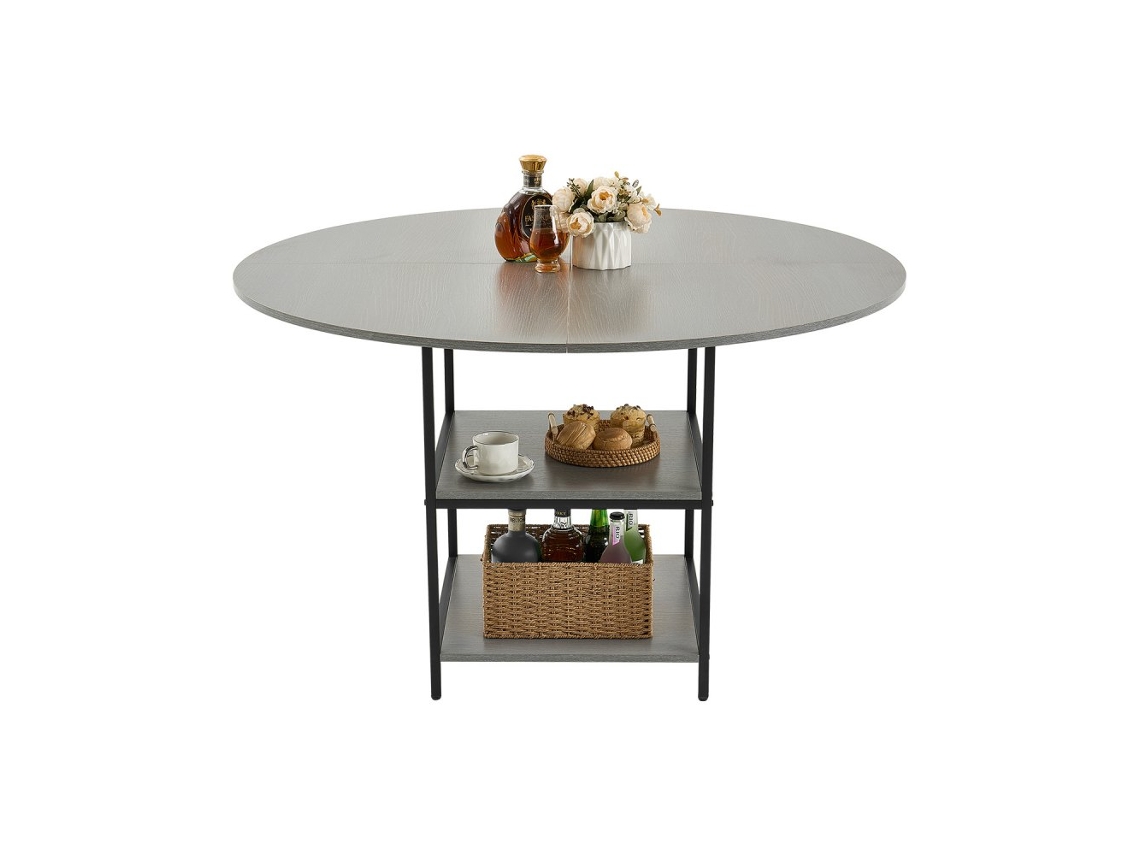 Mesa De Jantar Redonda Cinzenta De 120 Cm Em Mdf Com Estrutura Metálica Tekmaquinas