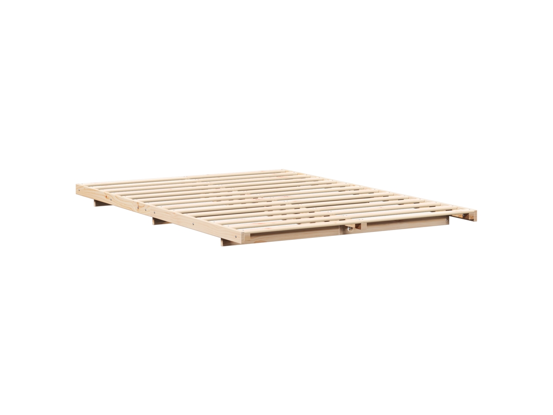Conjunto 1 Estrutura Da Cama Vidaxl Castanho Madeira De Pinho Maciça (150 X 200 Cm)