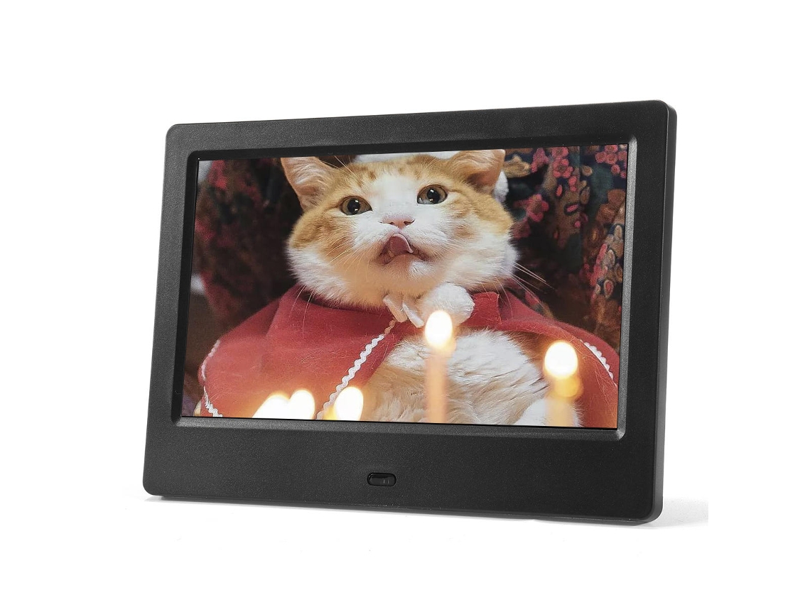 Porta-retratos Digital Hd De 7 Polegadas Formato 16:9 Preto Com Suporte Para Decoração De Casa E Controle Remoto